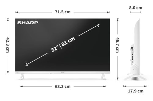 SHARP 32HF2265EW 80cm-es HD Ready LED Google TV, fehér