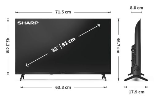 SHARP 32HF3265E 80cm-es HD Ready QLED Google TV