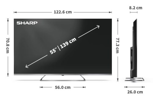 SHARP 55JP7265E 139cm-es 4K Ultra HD QLED MiniLED Google TV Harman Kardon hangszórókkal