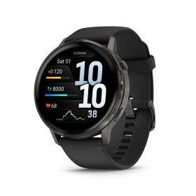 Venu 4 - 45 mm, dark grey, black silicone band