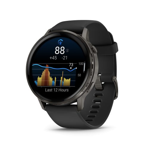 Venu 4 - 45 mm, dark grey, black silicone band