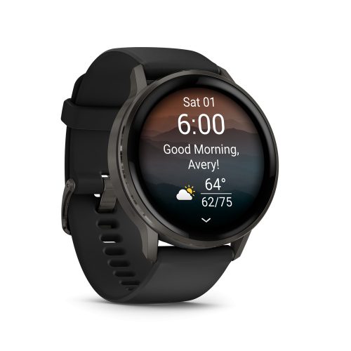 Venu 4 - 45 mm, dark grey, black silicone band