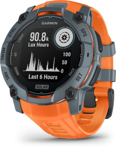 Instinct 3, 50mm Solar, Grey, orange strap