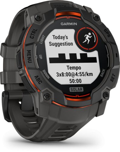 Instinct 3, 50mm Solar, Black, grey band