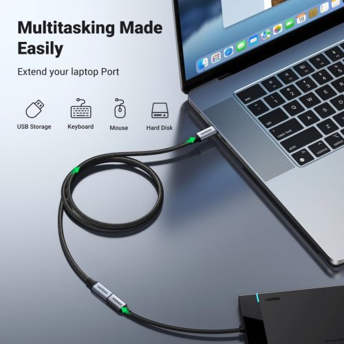 UGREEN USB-C apa - anya Gen2 5A fonott kábel 0.5 m fekete US372