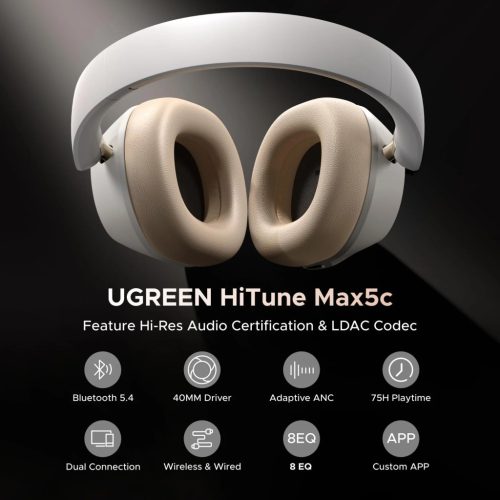 UGREEN HiTune Max5c hibrid aktív zajszűréssel fejhallgató fehér HP203