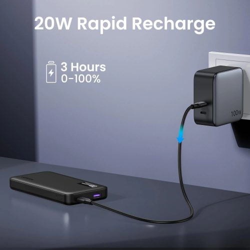 UGREEN 10000mAh kétirányú gyorstöltés powerbank fekete PB311