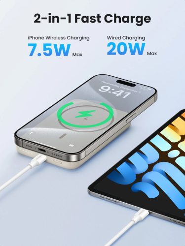 UGREEN 10000mAh mágneses vezeték nélküli powerbank bézs PB561