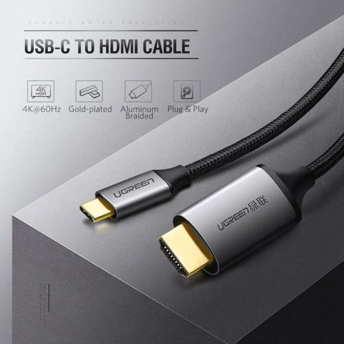 UGREEN USB-C - HDMI apa - apa kábel alumínium ház 1.5 m szürke fekete MM142
