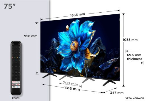 TCL 75" 75P7K QLED 189cm 4K Google TV