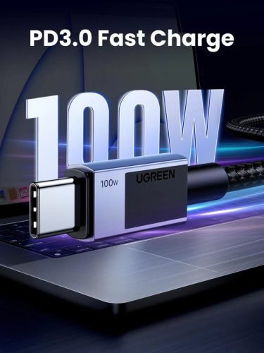 UGREEN USB-C - USB-C PD gyorstöltés kábel Space szürke 0.5 m L512