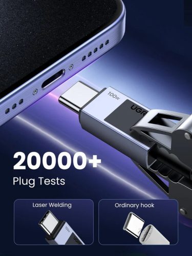 UGREEN USB-C - USB-C PD gyorstöltés kábel Space szürke 0.5 m L512