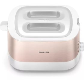   PHILIPS Viva Collection kenyérpirító, 950 W, 2 extra széles nyílás, beépített zsemlemelegítő, fém fedélburkolat