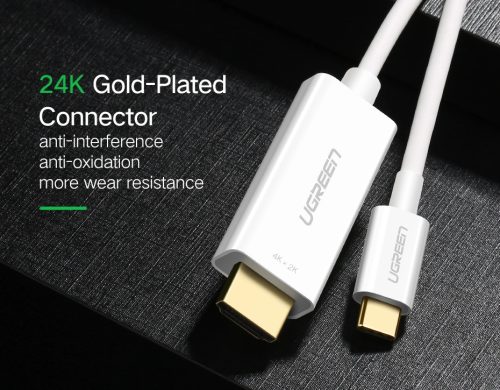UGREEN USB-C - HDMI kábel apa - apa ABS ház 1.5 m fehér MM121
