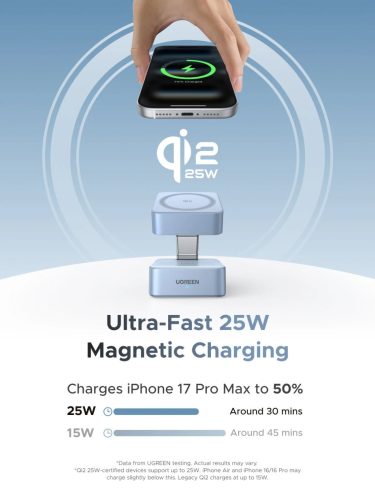 UGREEN 2 in 1 mágneses vezeték nélküli töltő W752