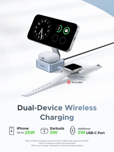 UGREEN 2 in 1 mágneses vezeték nélküli töltő W752