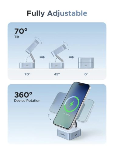 UGREEN 2 in 1 mágneses vezeték nélküli töltő W752