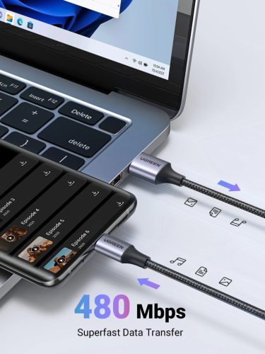 UGREEN USB-A - USB-C gyorstöltés kábel 3A Max fekete 1 m US288