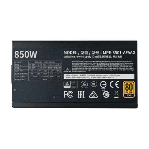 COOLER MASTER Tápegység MWE Gold 850 V2 850W 80+ Gold moduláris
