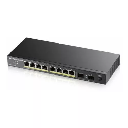 ZYXEL Switch 8x1000Mbps (8xPOE) + 2xGigabit SFP Fémházas Asztali, GS1100-10HP-EU0102F