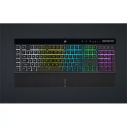   CORSAIR Vezetékes Billentyűzet Gaming, K55 RGB PRO, 6 programozható billentyű, Cseppálló, Csuklótámasz, US, fekete