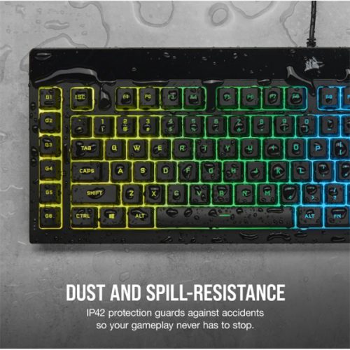 CORSAIR Vezetékes Billentyűzet Gaming, K55 RGB PRO, 6 programozható billentyű, Cseppálló, Csuklótámasz, US, fekete