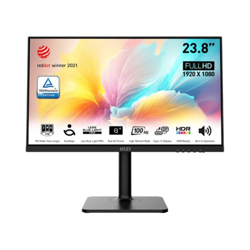 MSI Monitor Business Modern MD2412P 23,8" FHD, 1920x1080, IPS, 100Hz, 1000:1, 300cd/m2, 1ms, HDMI, USB-C, Pivot, Black