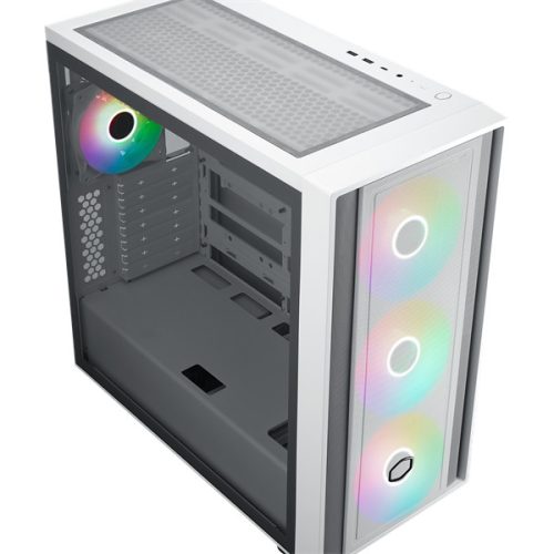 COOLER MASTER Ház ATX MasterBox 600, Tápegység nélkül, Üvegfalú, fehér