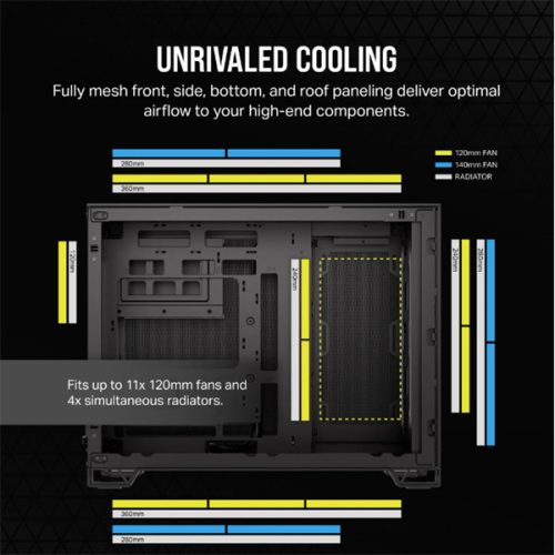 CORSAIR Ház Micro-ATX 2500D AIRFLOW, Tápegység nélkül, Edzett Üveg, fekete