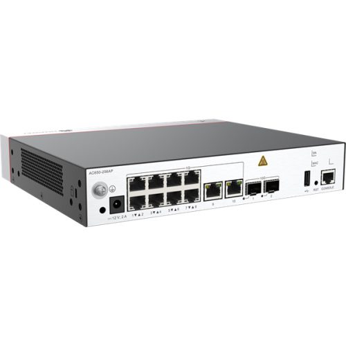 Huawei eKit Vezeték Nélküli Access Kontroller 10x1000Mbps + 2x10GE (SFP+) + 1konzol port, max 256 AP - AC650-256AP