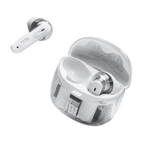   JBL TUNE FLEX 2 GHOST EDITION Bluetooth fülhallgató, tölthető 2 óra, IP45, adaptív zajcsökkentés,  térhatás, fehér