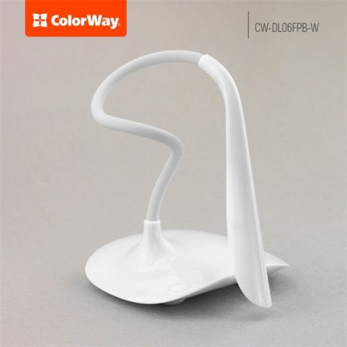 COLORWAY Asztali LED lámpa beépített akkumulátor, flexibilis, 5500-6000k, 115 lm, fehér (CW-DL06FPB-W)