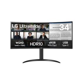   LG ívelt monitor 34" 34WR55QK, 3440x1440, 21:9, 300cd/m2, 5ms, HDMIx2/DisplayPort/USB-C