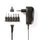 Nedis ACPA001 univerzális AC-DC tápegység, állítható 3V-12V DC 1A, 6 cserélhető táp dugó, 12W