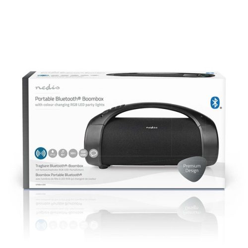 Nedis SPBB315BK Bluetooth Party Boombox, 6 óra üzemidő, 2.0 ,50W ,AUX , USB ,IPX5 ,TWS, fogantyú, LED fényjáték