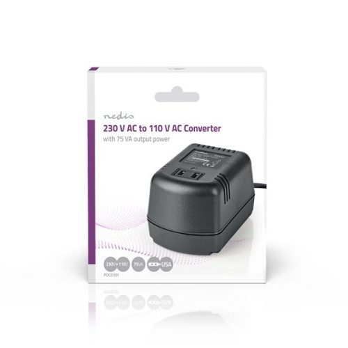 Nedis POCO101 tápegység, feszültség átalakító, konverterr 230V - 110V. 75W, USA