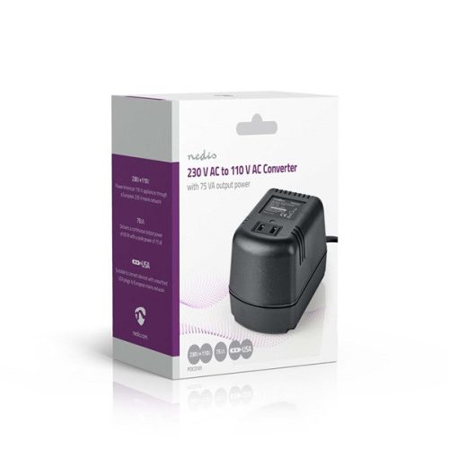 Nedis POCO101 tápegység, feszültség átalakító, konverterr 230V - 110V. 75W, USA