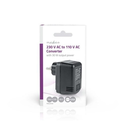 Nedis POCO104 tápegység, feszültség átalakító, konverter, 230V AC - 110V AC, 30W, USA
