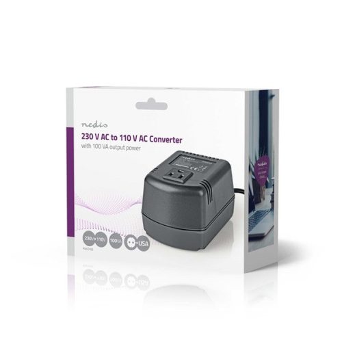Nedis POCO105 tápegység, feszültség átalakító, konverter, 230V - 110V, 0,9A, 70 W, USA