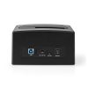 Nedis HDDUSB3210BK HDD / SSD dokkoló, USB 3.2 Gen1, USB Type-A, 2 fiókos,  2,5 / 3,5", USB 3.2 Gen1