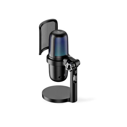 NEDIS GSMIC210BK RGB streaming asztali mikrofon, Használható: Asztali / Notebook, USB Type-A,  Be/Ki kapcsoló, szűrő