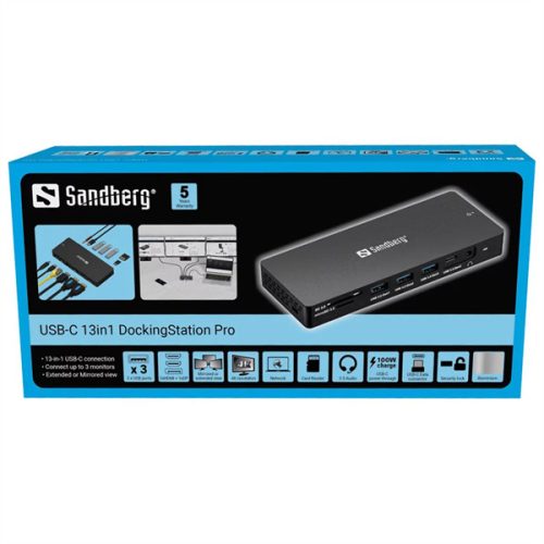 SANDBERG USB-C Dokkoló 13in1 DockingStation Pro