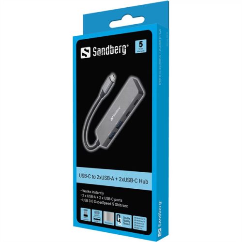 SANDBERG Hub és elosztó, USB-C to 2xUSB-A + 2xUSB-C Hub