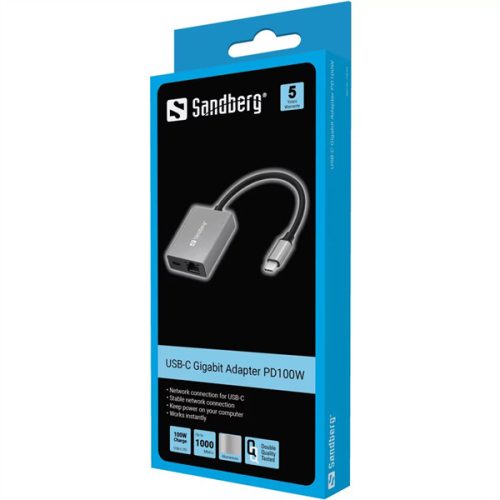 SANDBERG USB-adapter, USB-C Gigabit Adapter PD100W