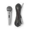 Nedis MPWD45GY dinamikus mikrofon, levehető kábel 5m, 80 Hz - 13 kHz 600 Ohm -72 dB Be/Ki kapcs.fém ezüst