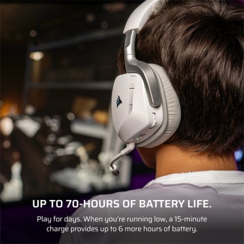 CORSAIR Vezeték Nélküli Headset, VOID v2 Wireless Gaming Headset, Dolby Atmos, fehér