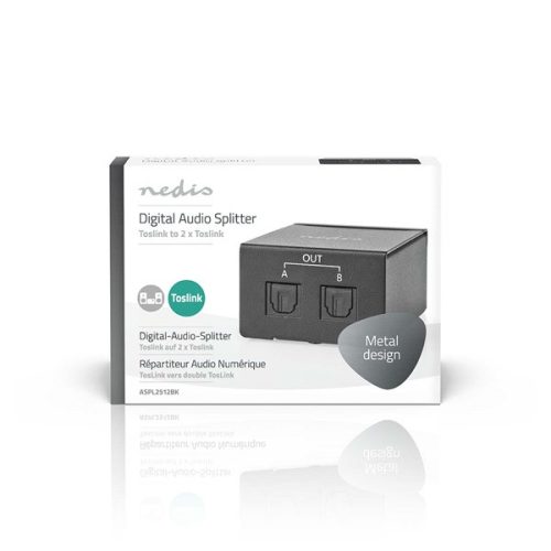 Nedis ASPL2512BK digitális audio splitter, TosLink be - 2x TosLink kimenet
