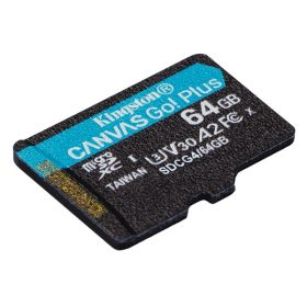   KINGSTON Memóriakártya MicroSDXC 64GB Canvas Go Plus Gen4 200R A2 U3 V30 Adapter nélkül