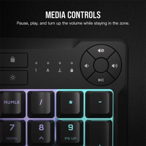 CORSAIR Vezetékes Billentyűzet Gaming, K55 CORE RGB, Médiavezérlő gombok, Cseppálló, US, fekete