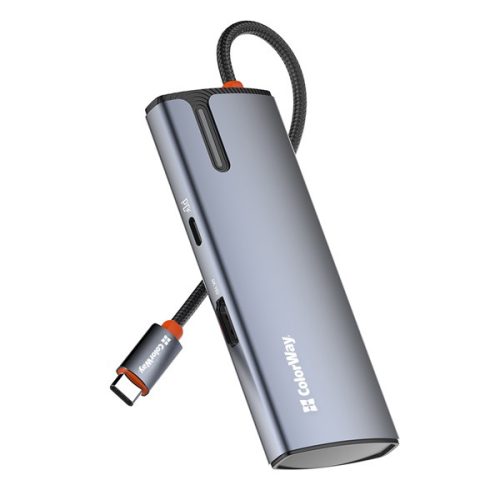 COLORWAY USB-elosztó (dokkolóállomás) CW-HUB01, ColorWay USB-C 5-b-1 Type C PD 100W/USB3.0x3/HDMI 4K